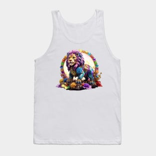 Rainbow Flower Lion Tank Top